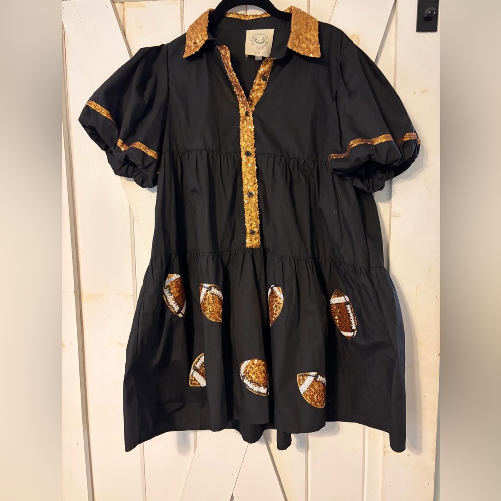 Black and Gold women’s Dress with Football Design